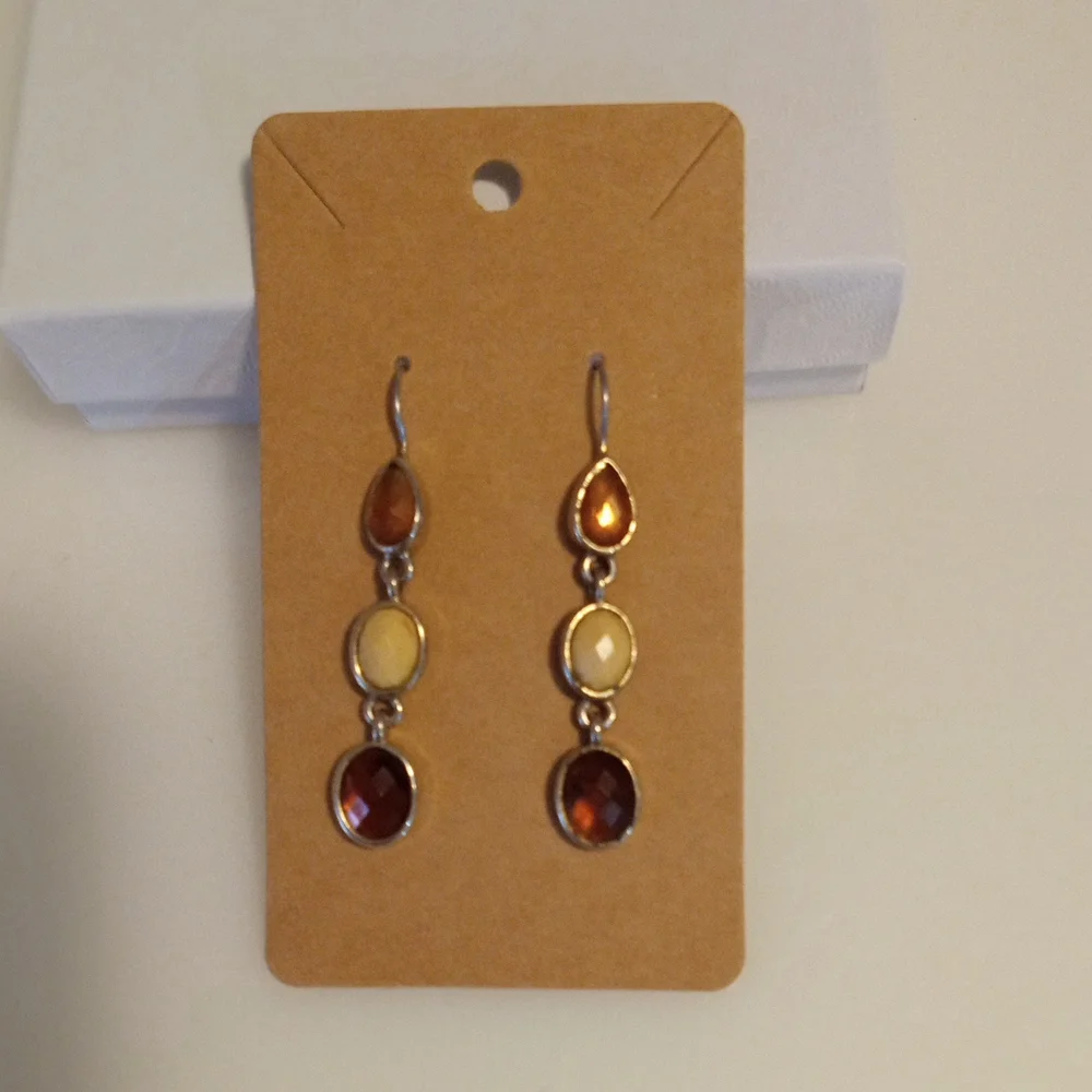 Elegant Amber and Cream Drop Earrings